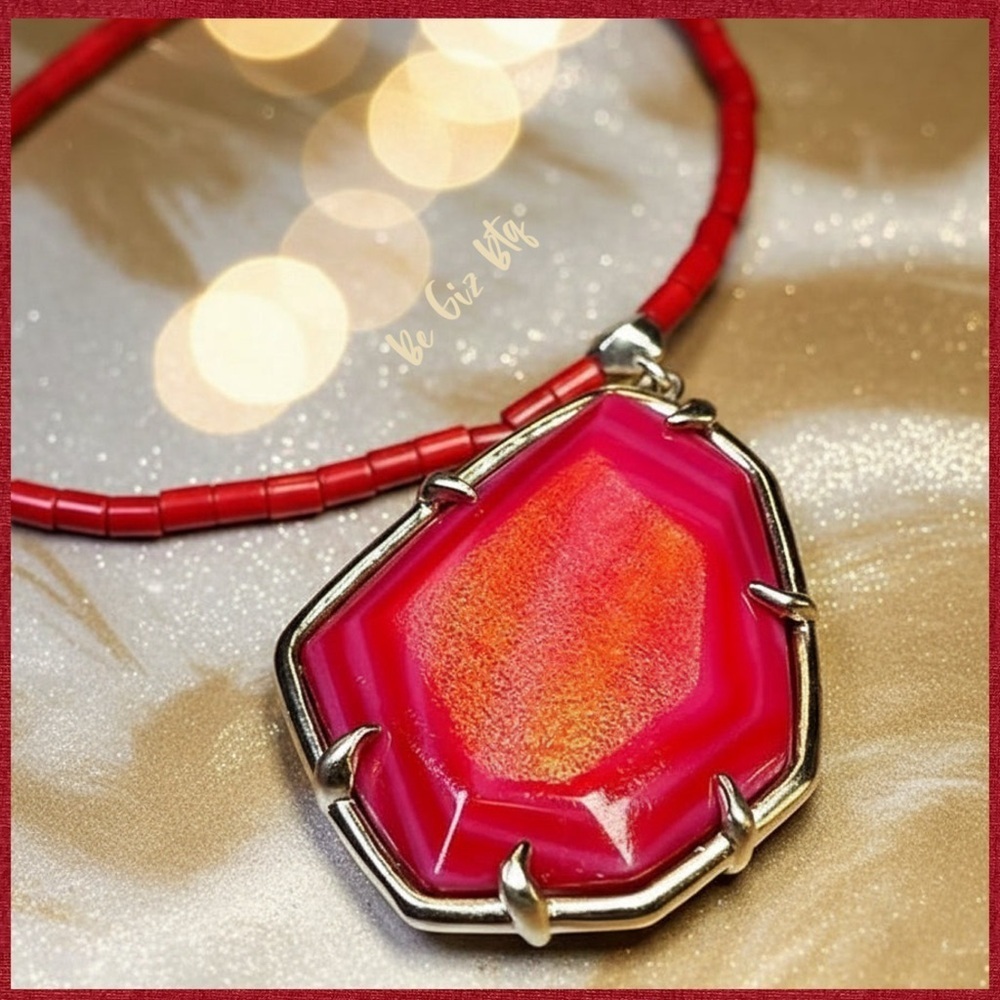 Authentic Kendra Scott Beatrix Necklace and Dunn Red Coral Earrings Set - Picture 5 of 11